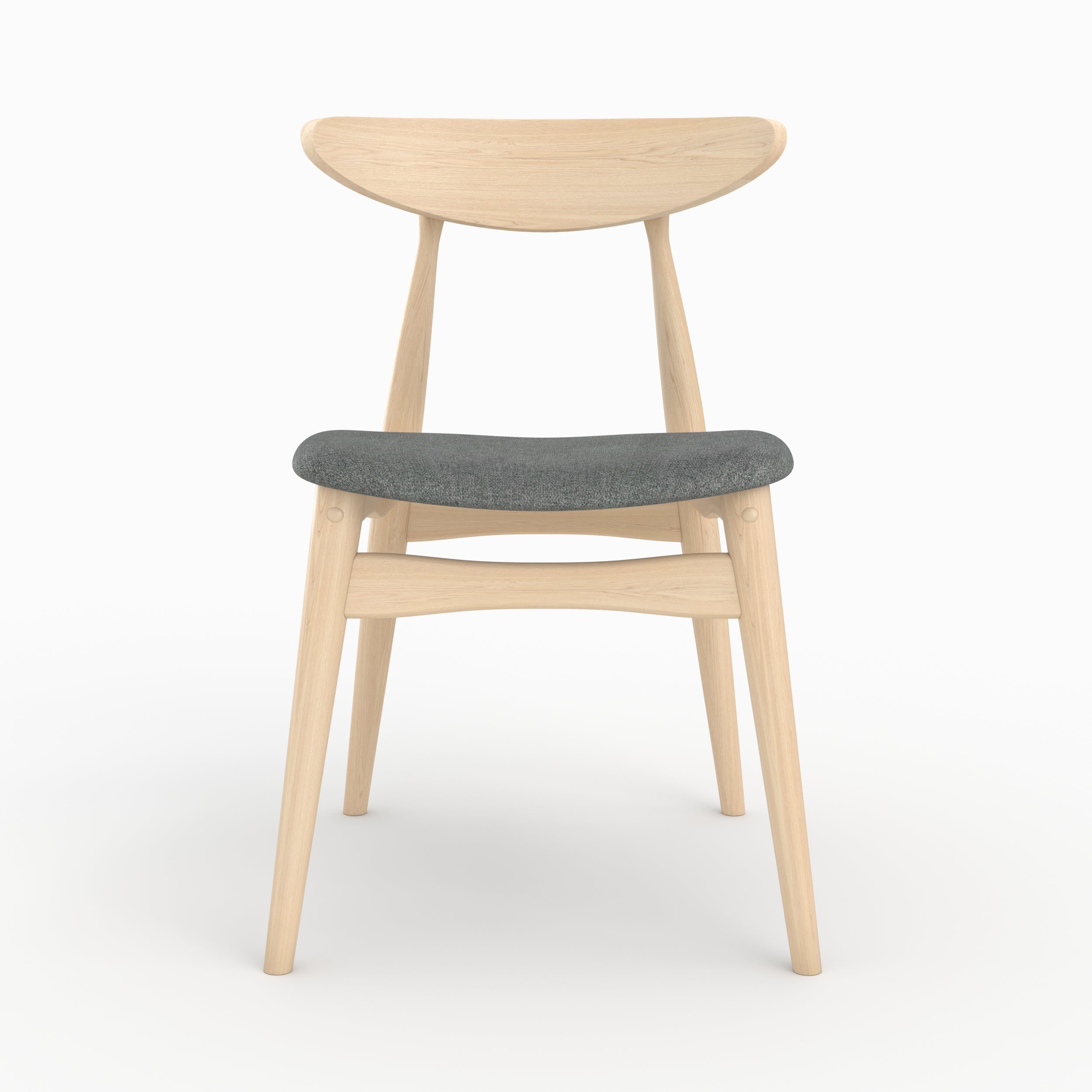 lot 2 chaises josette tissu gris bois hevea clair