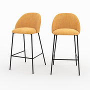 Lot de 2 chaises pour ilot central 66,5 cm Karl en tissu texturé jaune moutarde