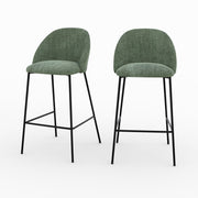 Lot de 2 chaises pour ilot central 66,5 cm Karl en tissu texturé vert sapin