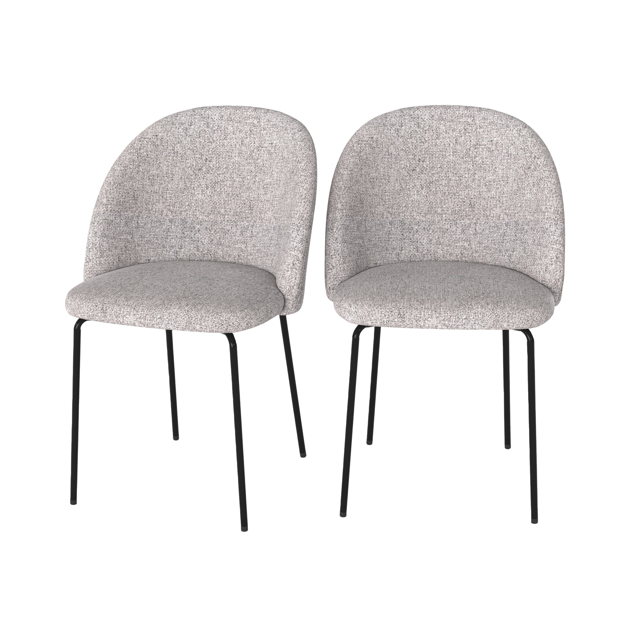 Chaise Karl en tissu chiné gris clair (lot de 2)