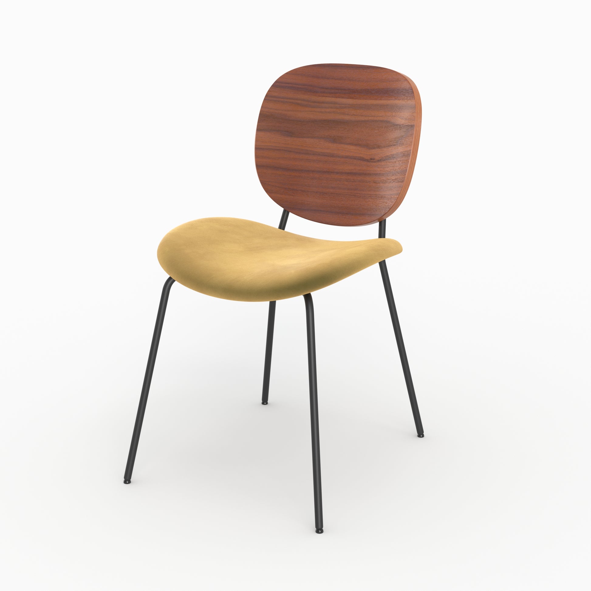 lot 2 chaises simone bois velours jaune moutarde