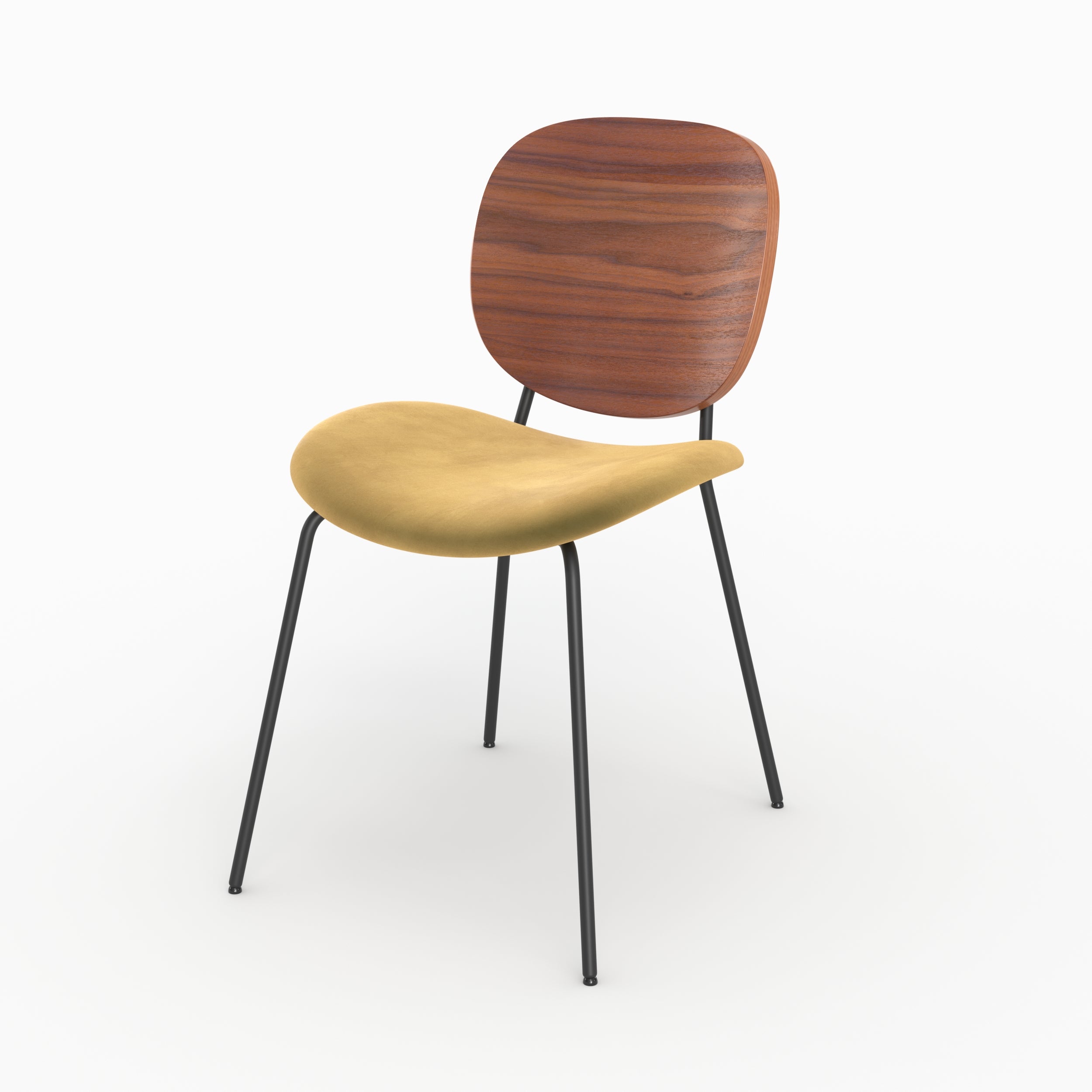 lot 2 chaises simone bois velours jaune moutarde