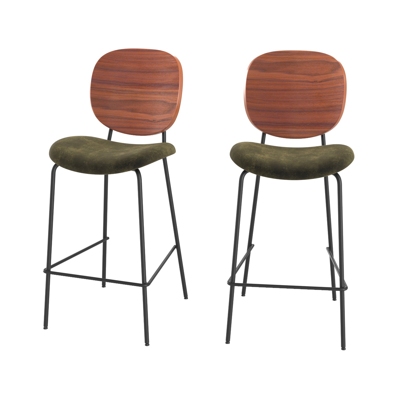 lot 2 chaises simone ilot central velours vert kaki 65 5cm