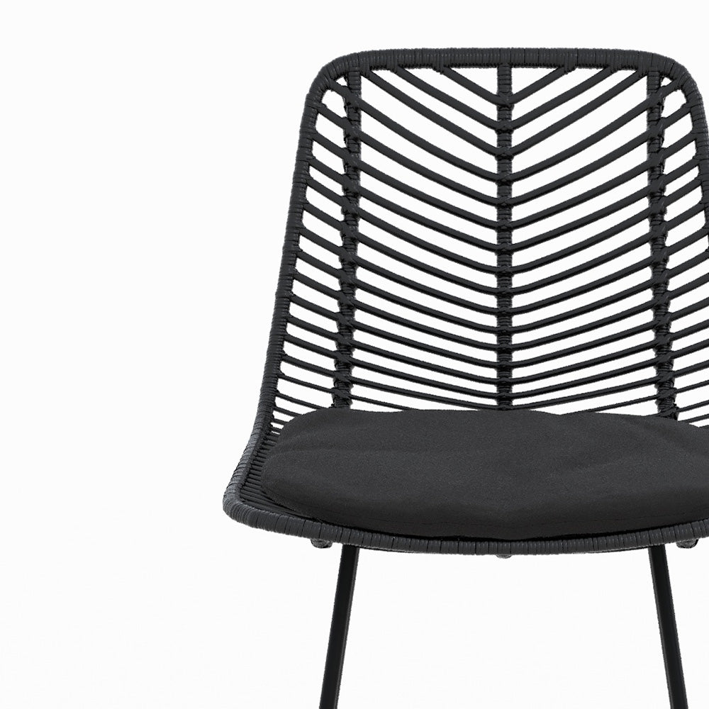 Lot de 2 chaises pour îlot central 66 cm Tamara en rotin noir