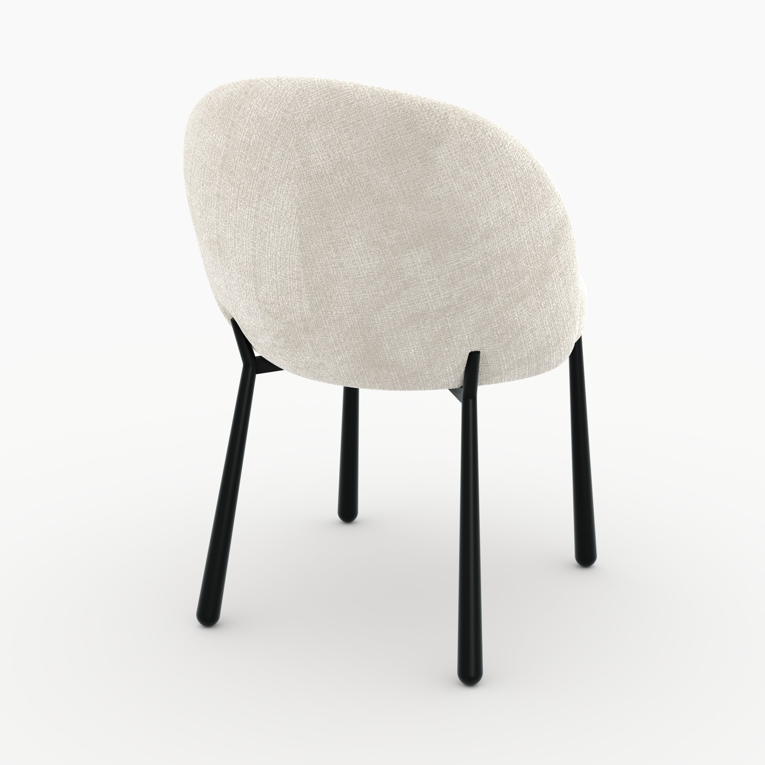 Lot de 2 chaises Pulpy en velours chenillé écru et métal noir