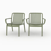 Lot de 2 fauteuils de jardin Ivy en plastique vert kaki avec accoudoirs