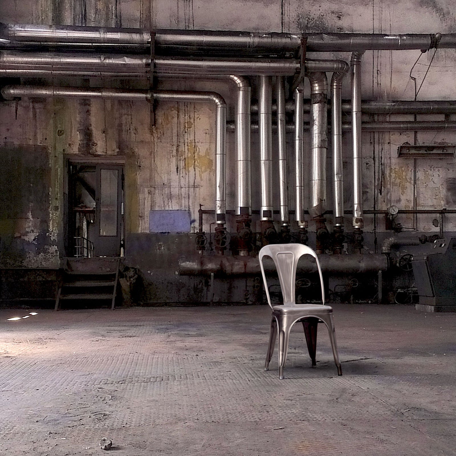 lot 4 chaises metal indus gris anthracite chrome rendez vous deco