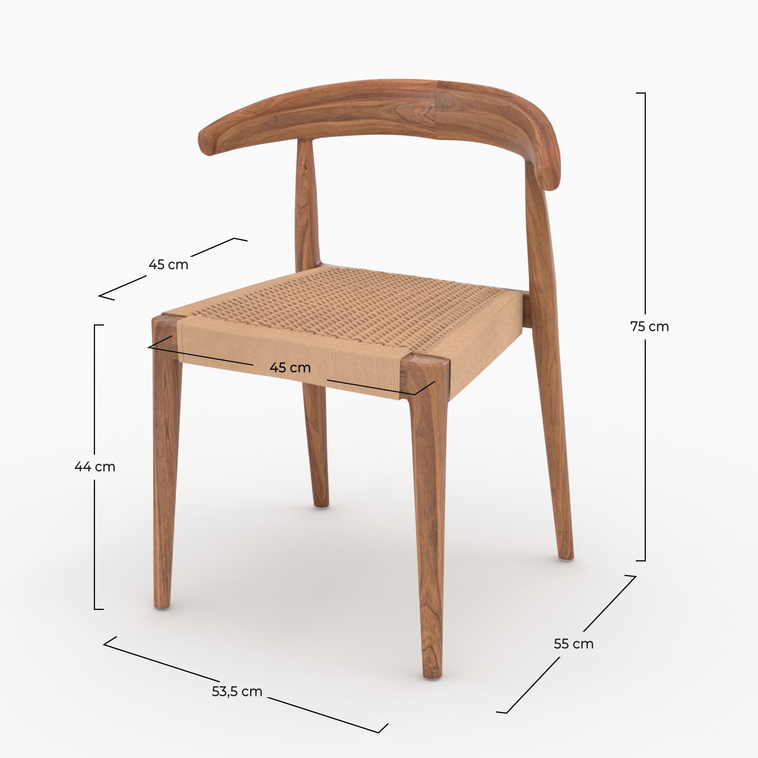 lot de 2 alia chaises bois teck cordage type loom