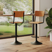 lot de 2 chaise de bar en bois pivotante reglable clem