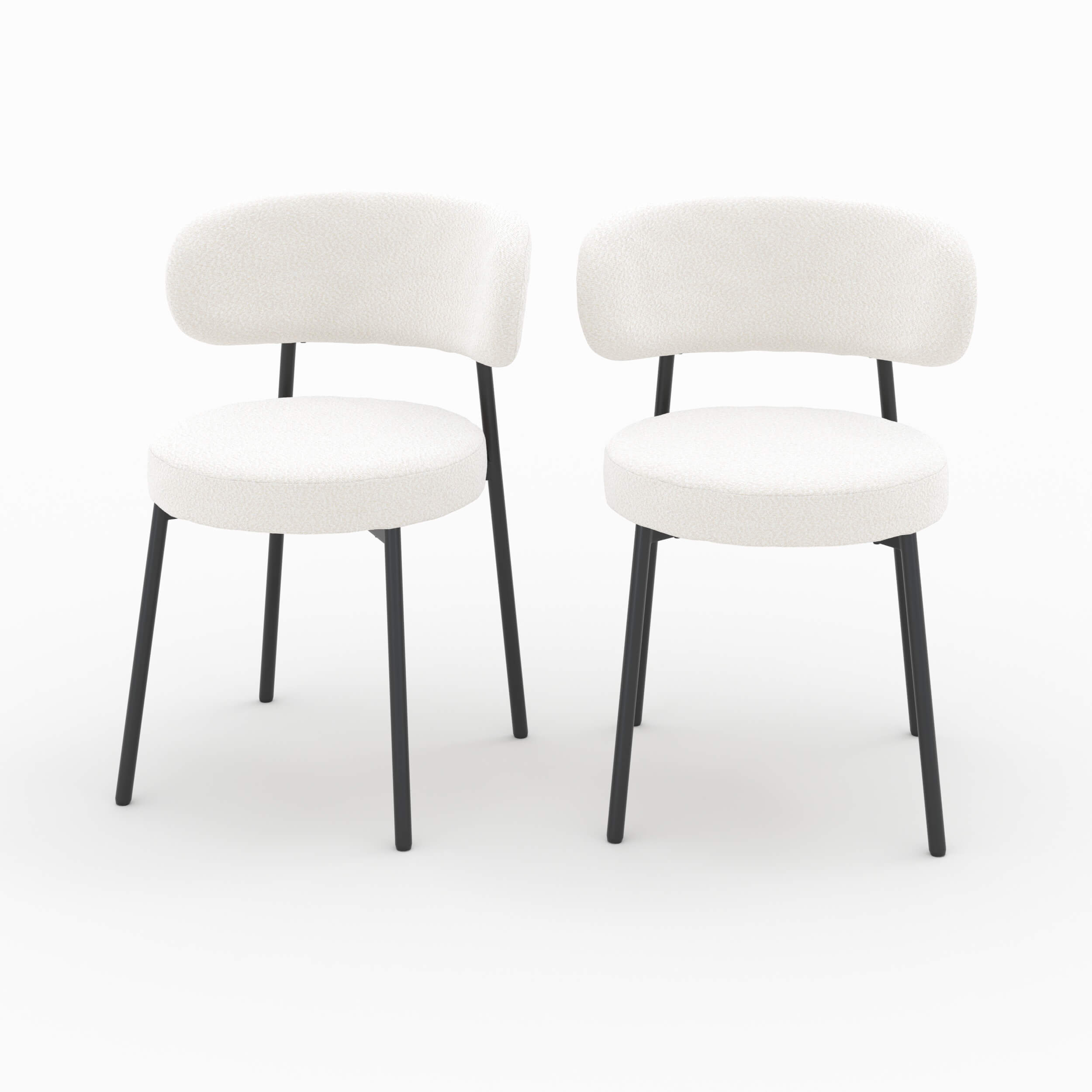 lot de 2 chaise en tissu boucle beige maelie