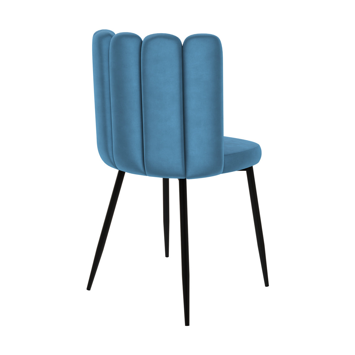 lot de 2 chaise rosy en velours bleu et pieds en metal noir