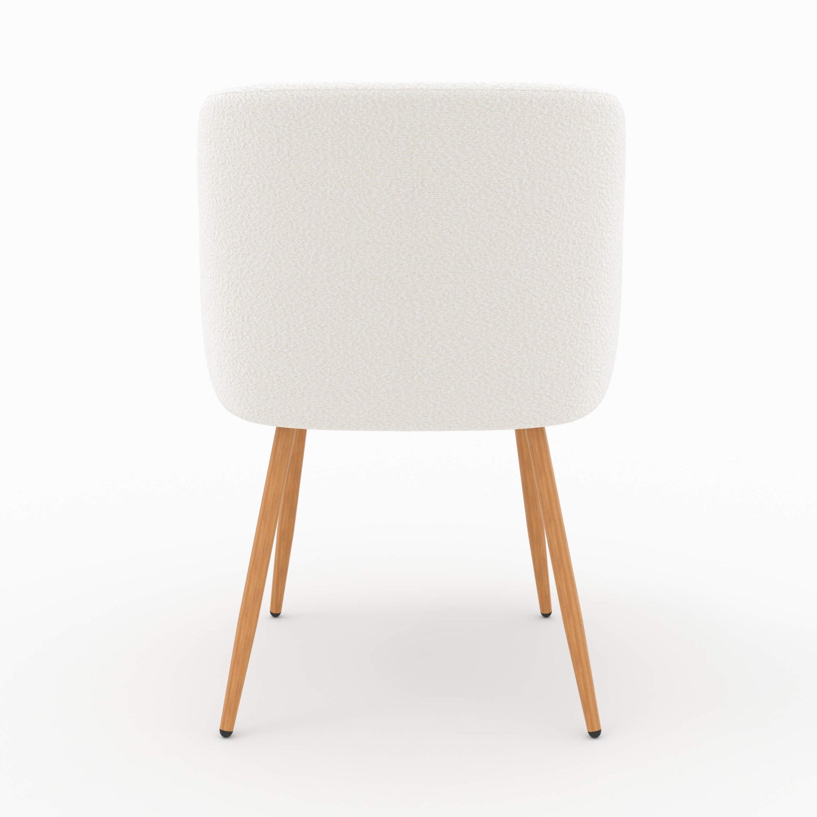 lot de 2 chaise swan en tissu boucle blanc beige pieds bois