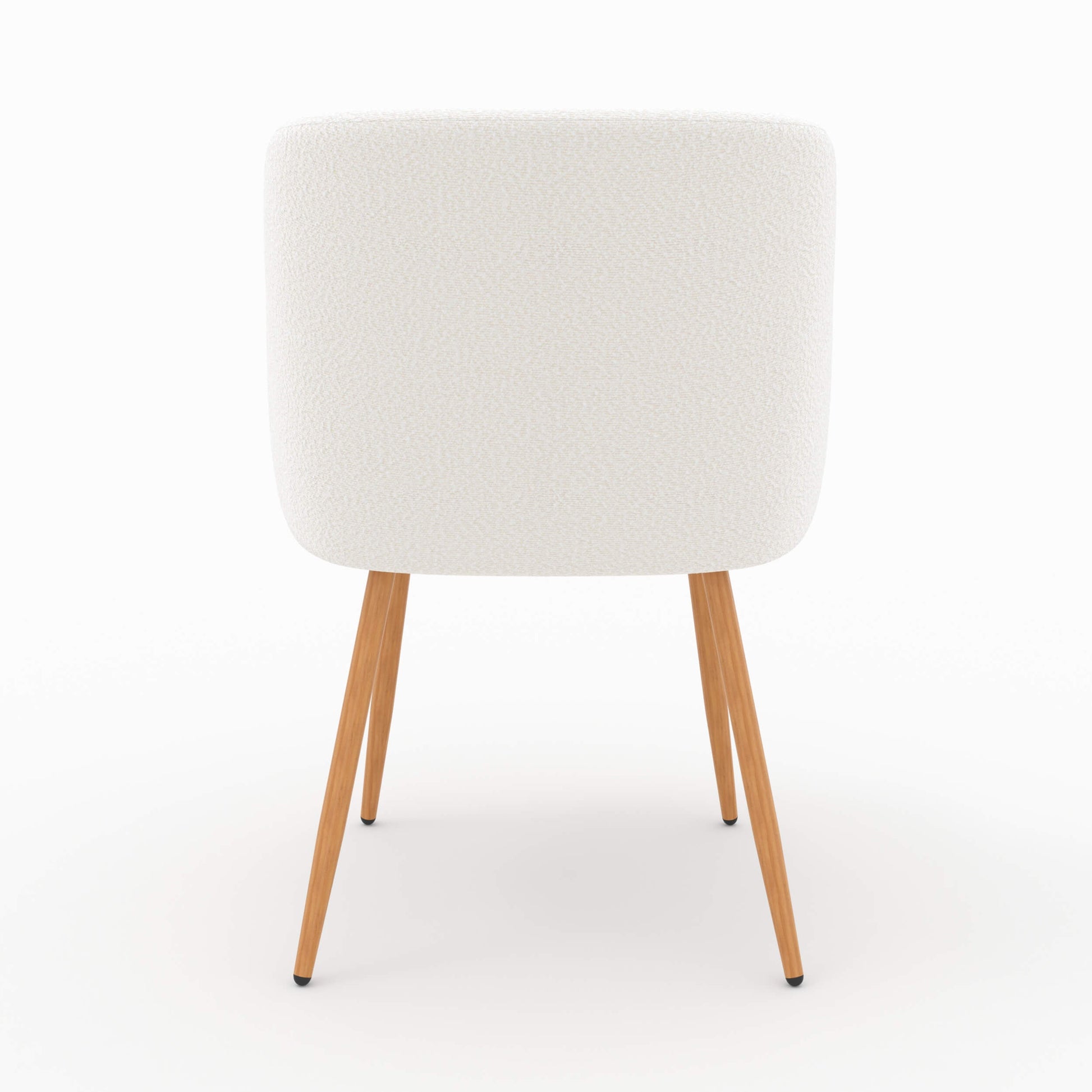 lot de 2 chaise swan en tissu boucle blanc beige pieds bois