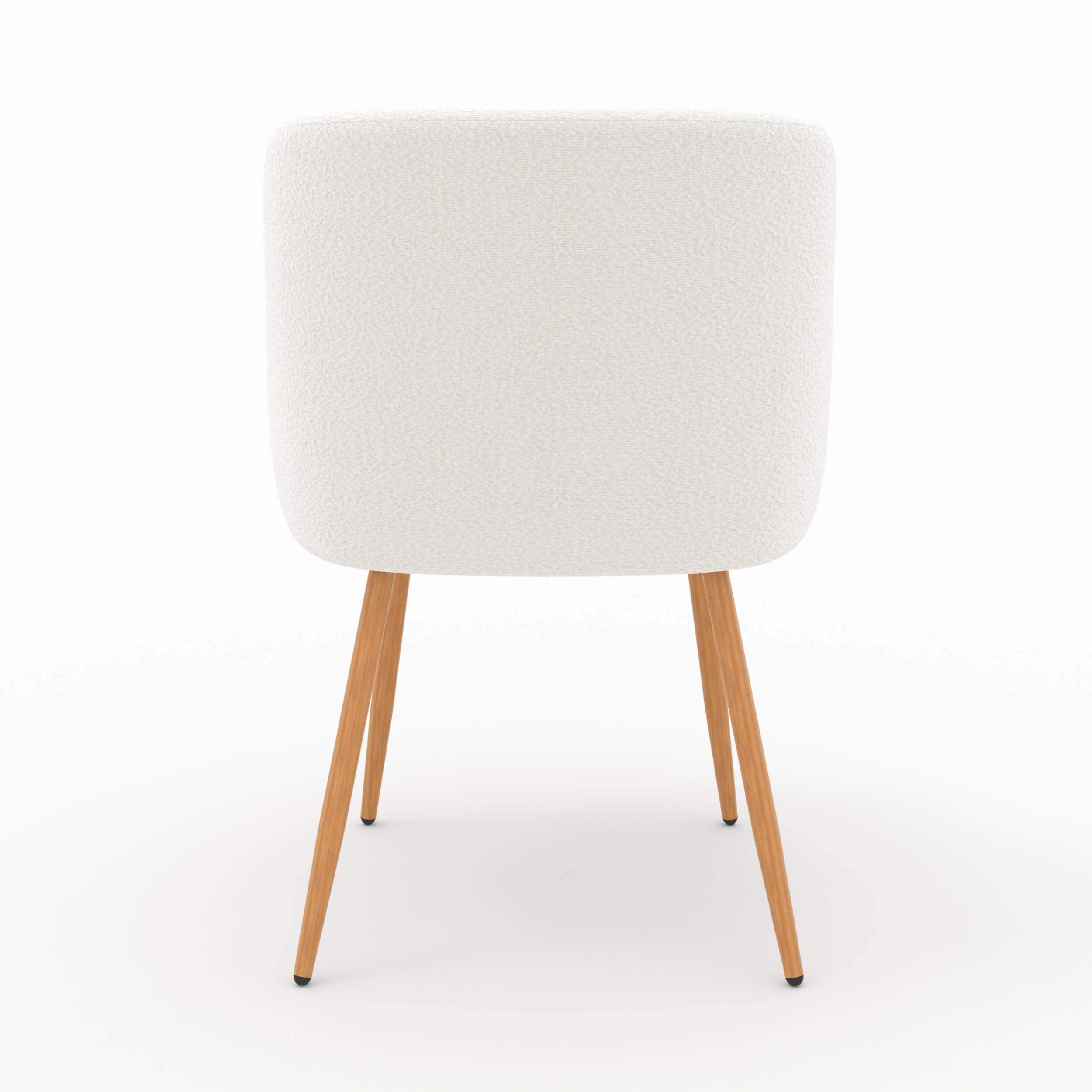 lot de 2 chaise swan en tissu boucle blanc beige pieds bois