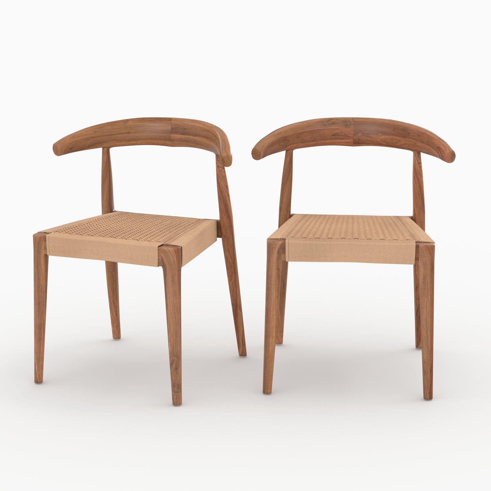 lot de 2 chaises alia bois de teck cordage type loom