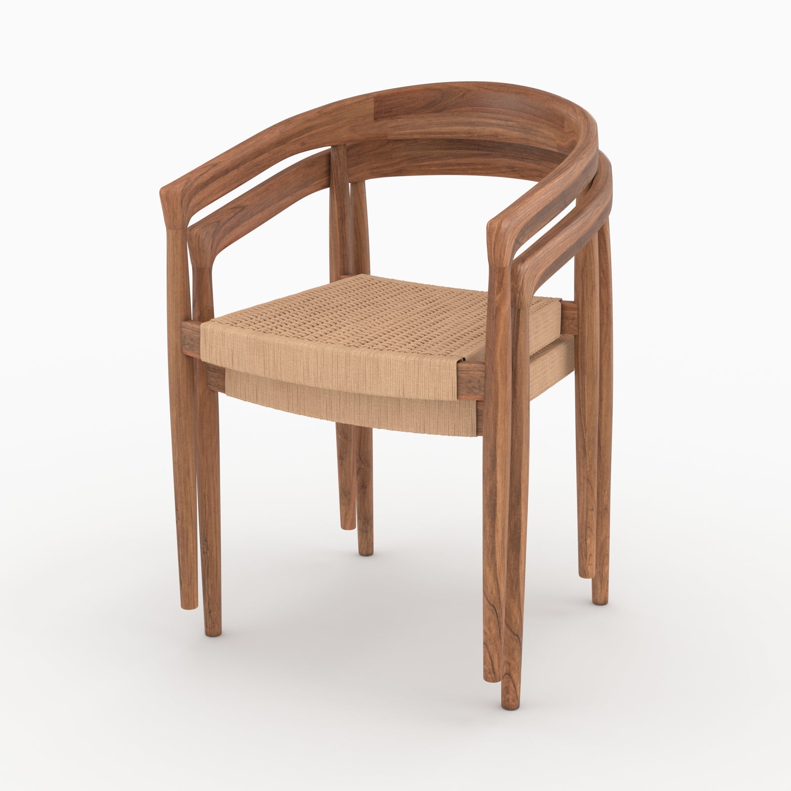 lot de 2 chaises bali bois de teck corde synthetique