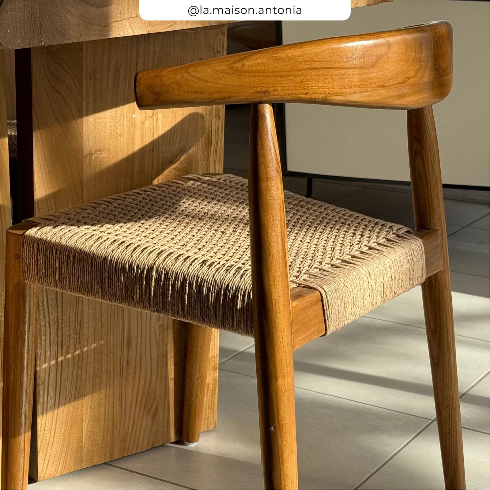 lot de 2 chaises bois corde alia teck