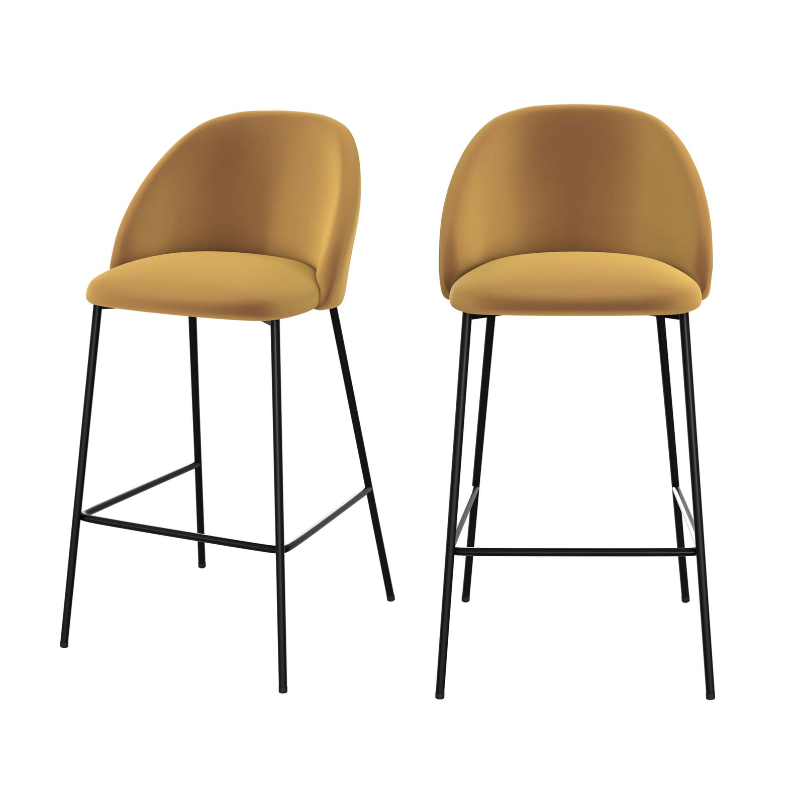 lot de 2 chaises de bar 66cm karl en velours jaune