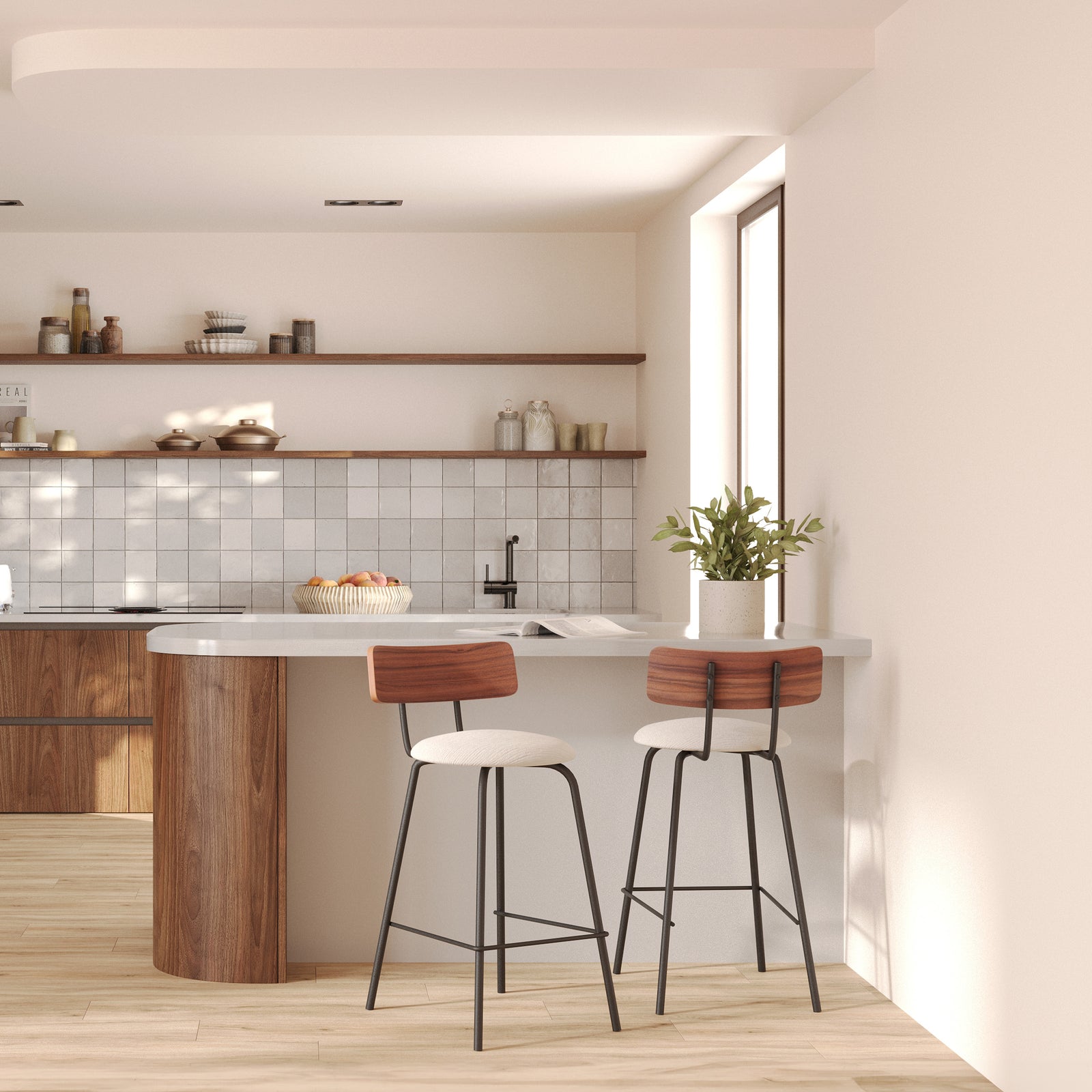 lot de 2 chaises de bar en tissu beige alize