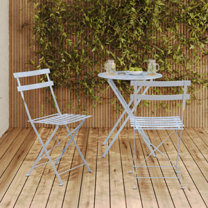 Lot de 2 chaises de jardin Kayla en métal bleu pastel, pliantes