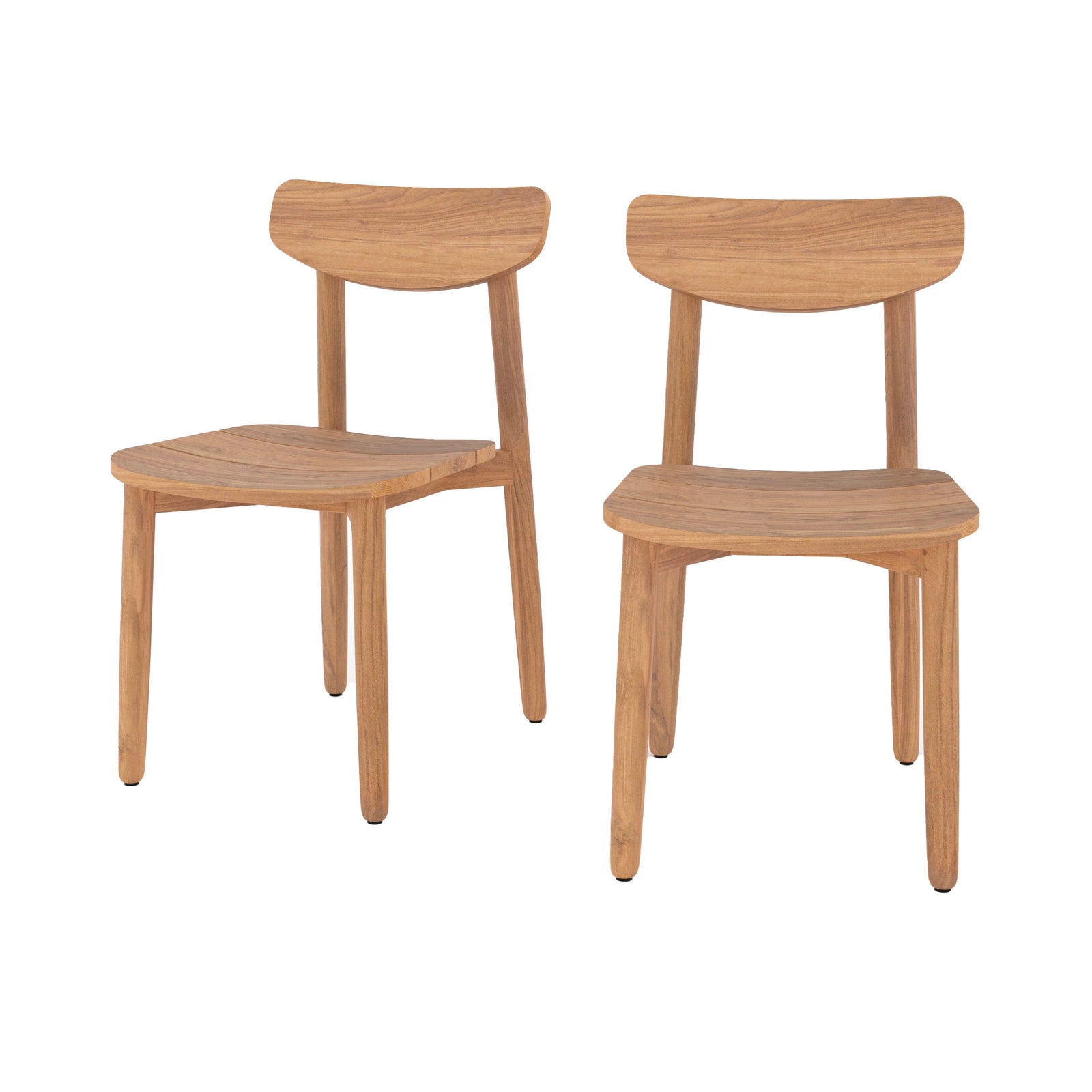 lot de 2 chaises de jardin lufy en bois de teck recycle fond blanc