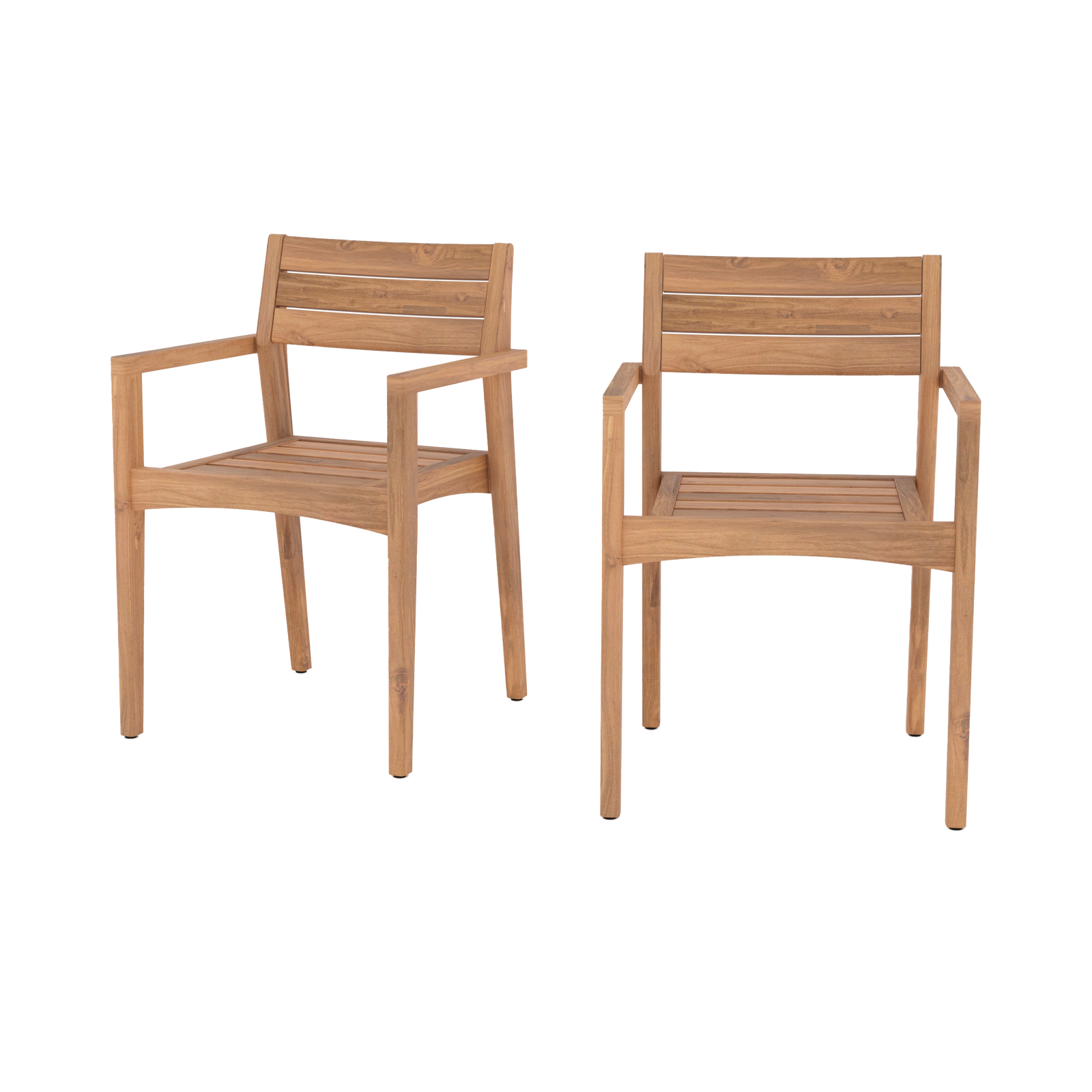 lot de 2 chaises de jardin yogy en bois de teck recycle fond blanc