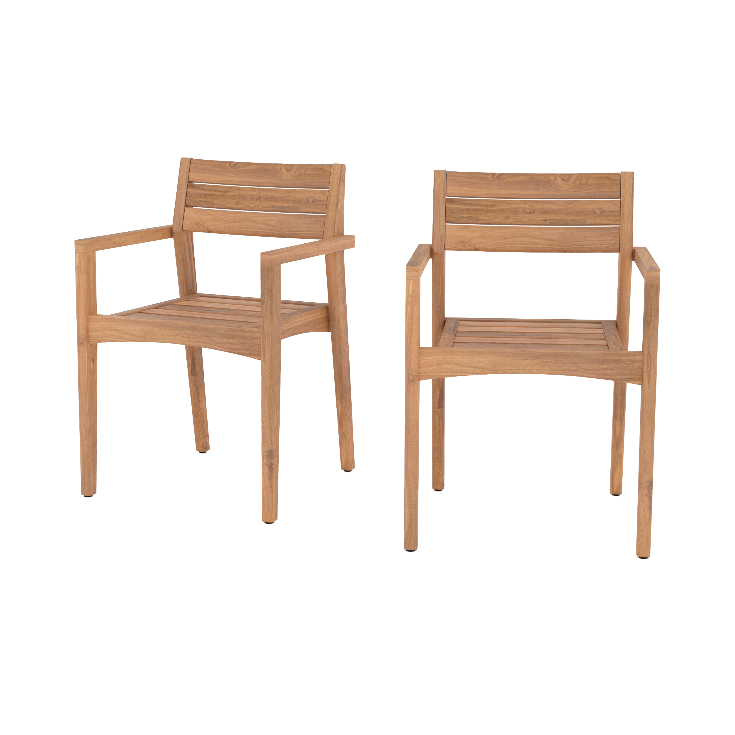 lot de 2 chaises de jardin yogy en bois de teck recycle fond blanc
