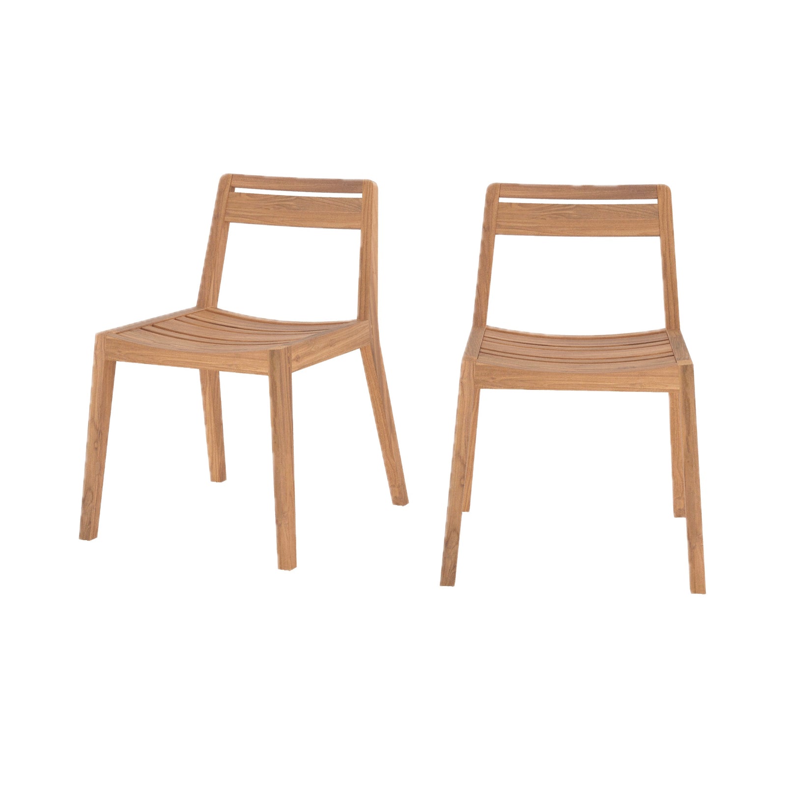 lot de 2 chaises de jardin zao en bois de teck recycle fond blanc