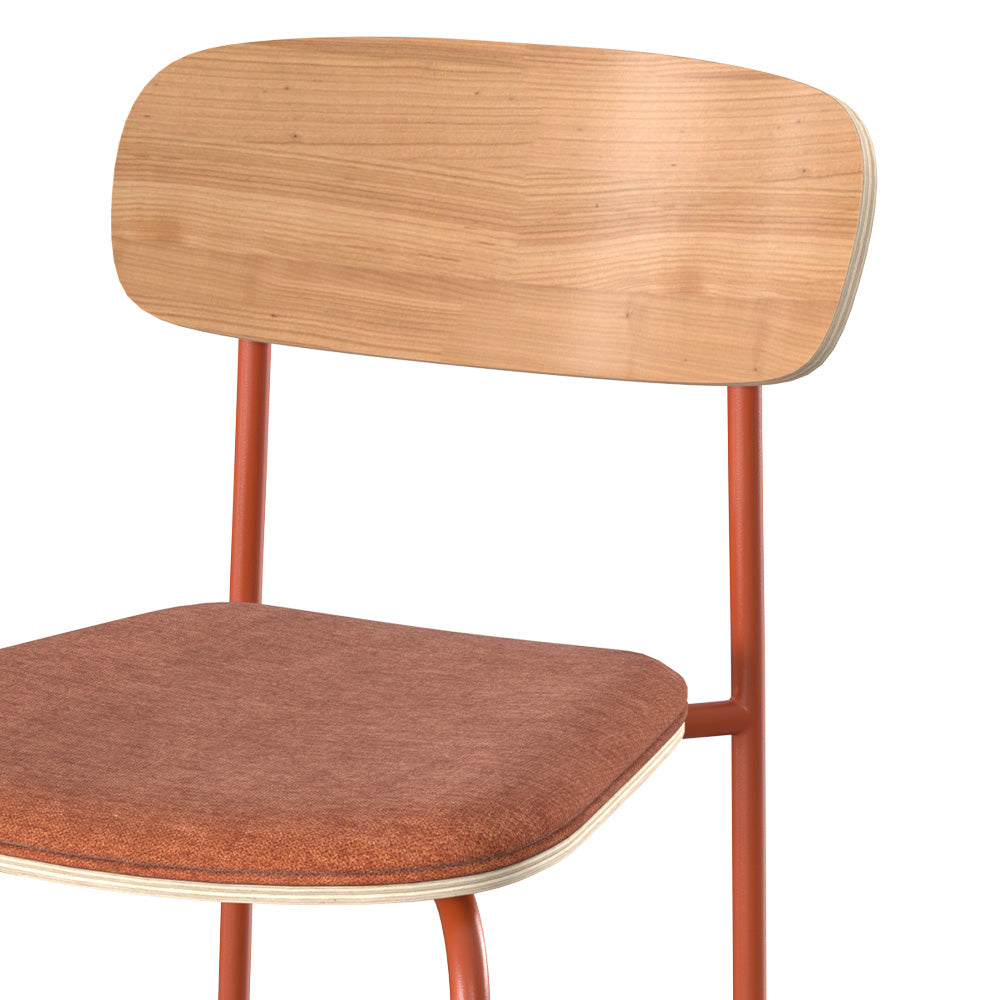 lot de 2 chaises en bois et tissu chine terracotta louna