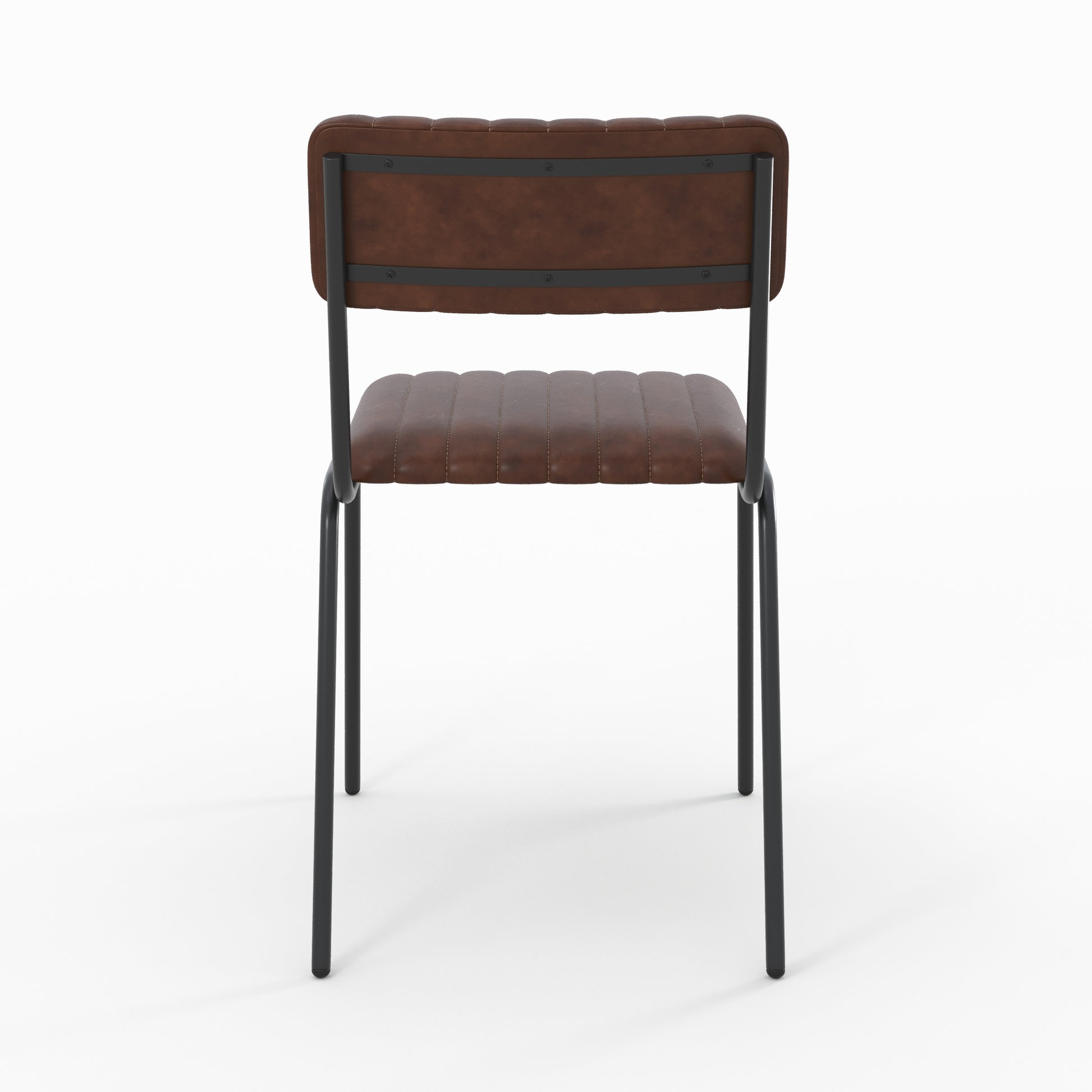 lot de 2 chaises en cuir marron arsene pieds noirs