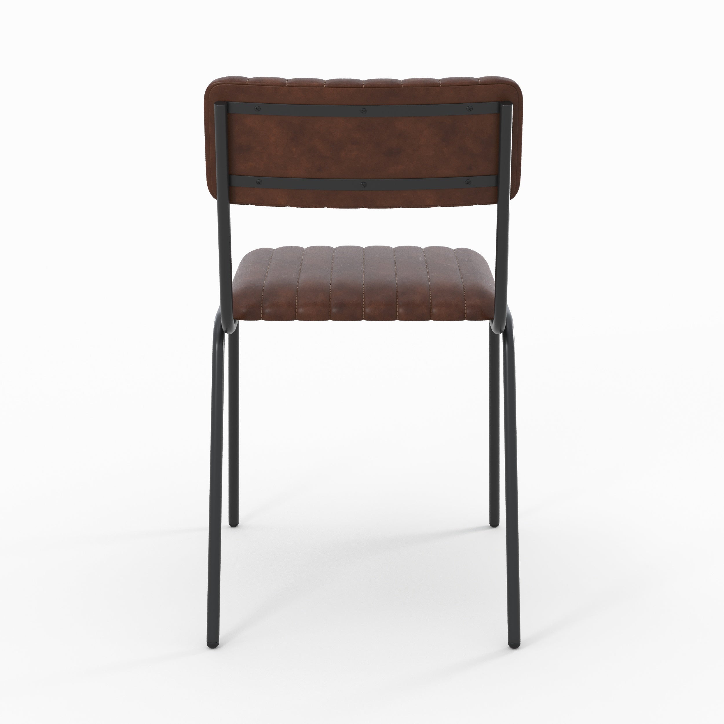 lot de 2 chaises en cuir marron arsene pieds noirs