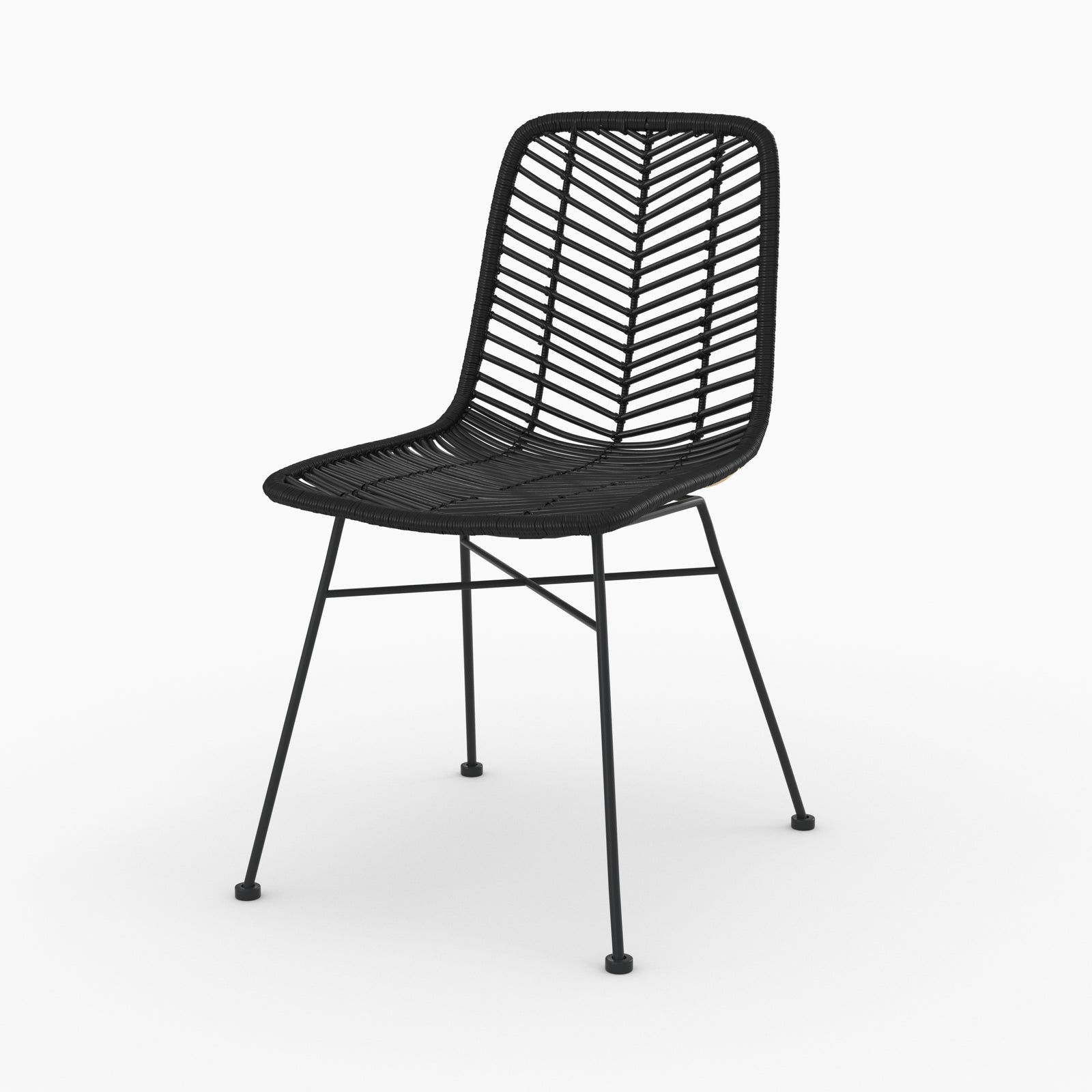 lot de 2 chaises en rotin noires total look noir tamara