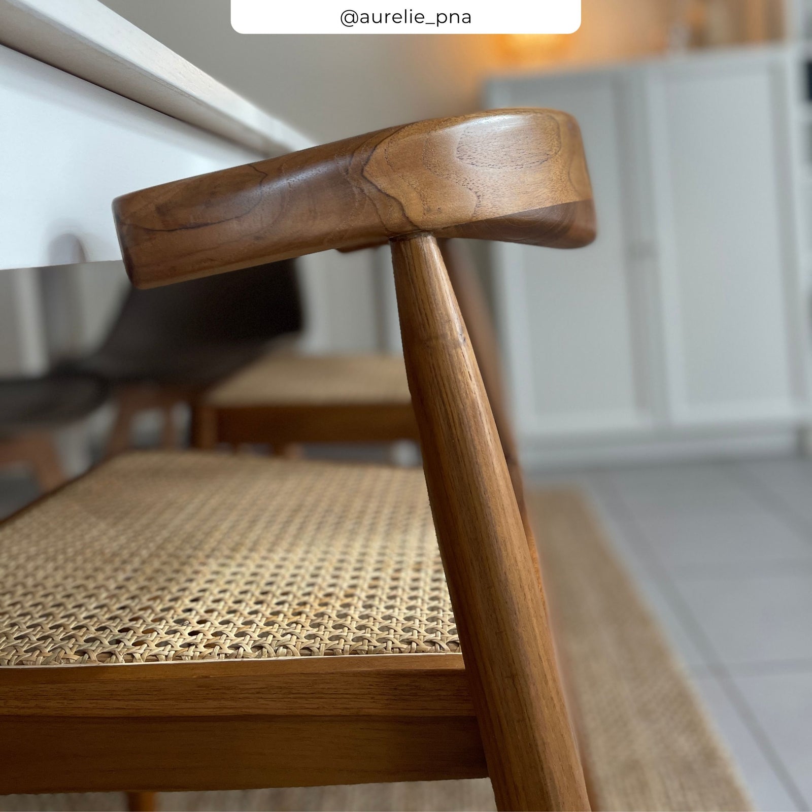 lot de 2 chaises en teck et cannage et rotin