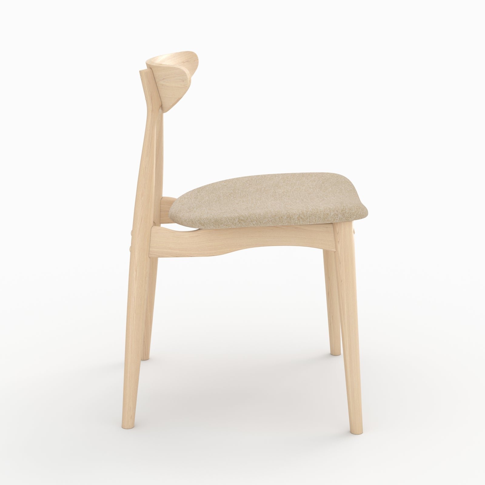 lot de 2 chaises en tissu beige et bois d hevea clair josette