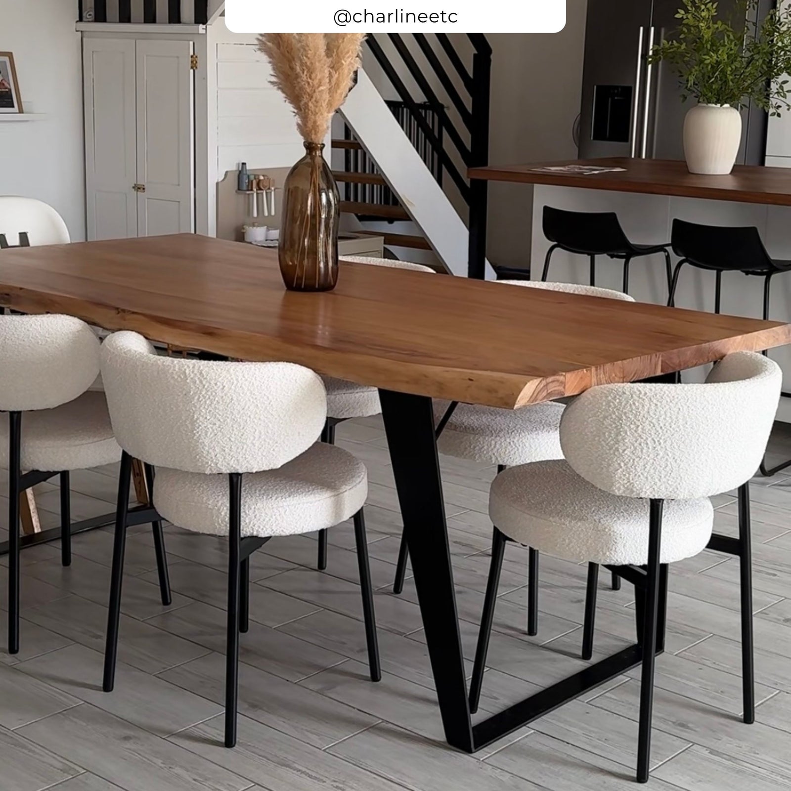 lot de 2 chaises en tissu bouclette_beige maelie