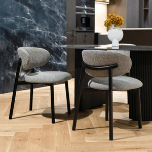 Chaise Nao en tissu gris foncé chiné (lot de 2)