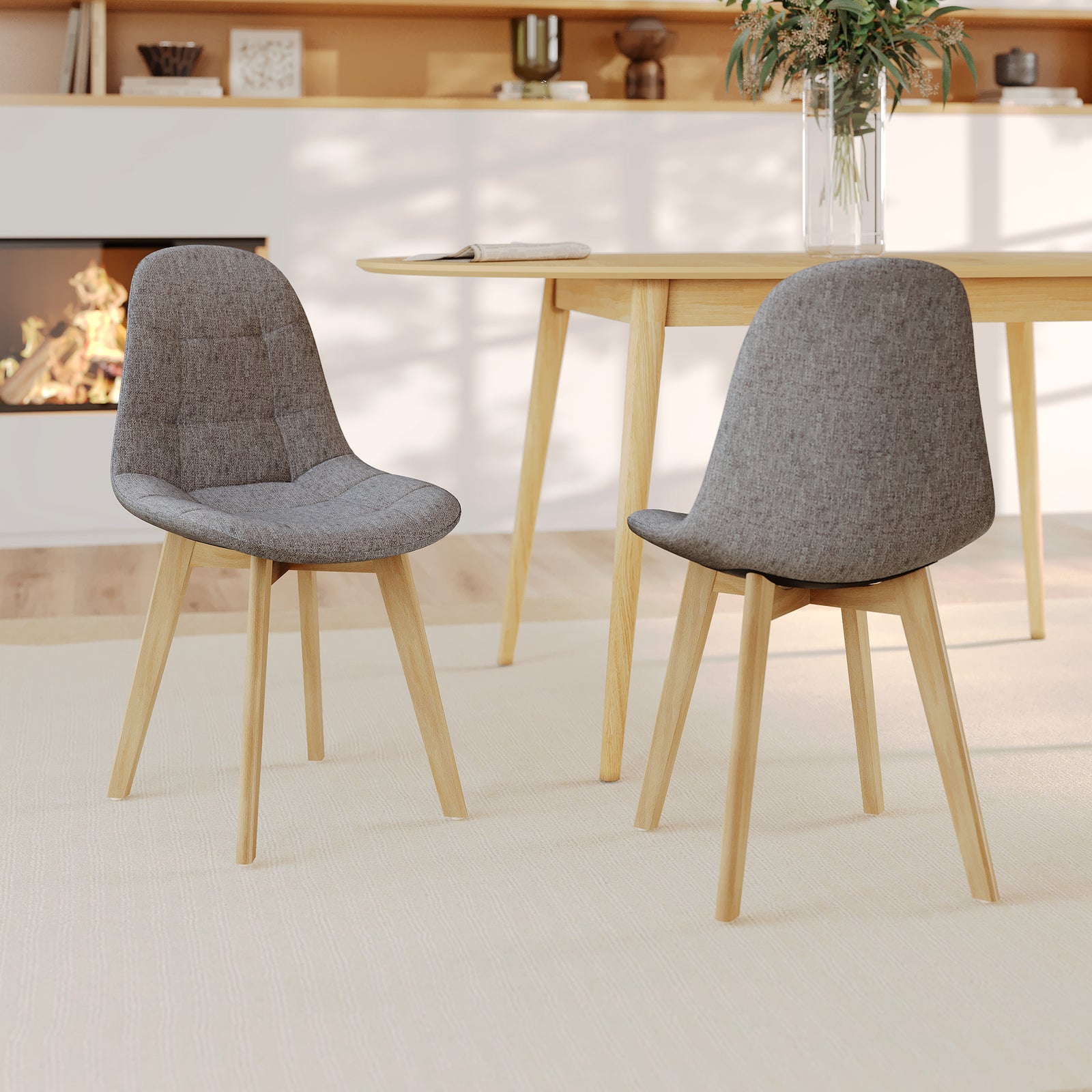 lot de 2 chaises grises en tissu yolo rdv deco