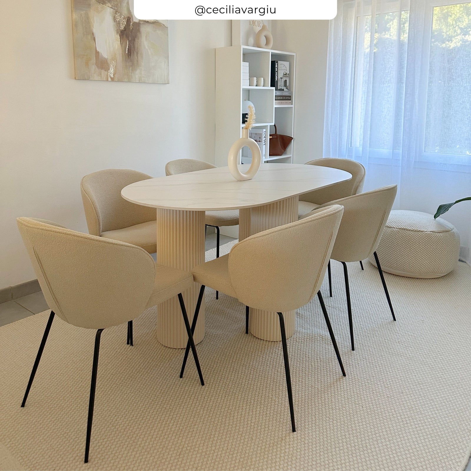 lot de 2 chaises groom en tissu boucle beige_2