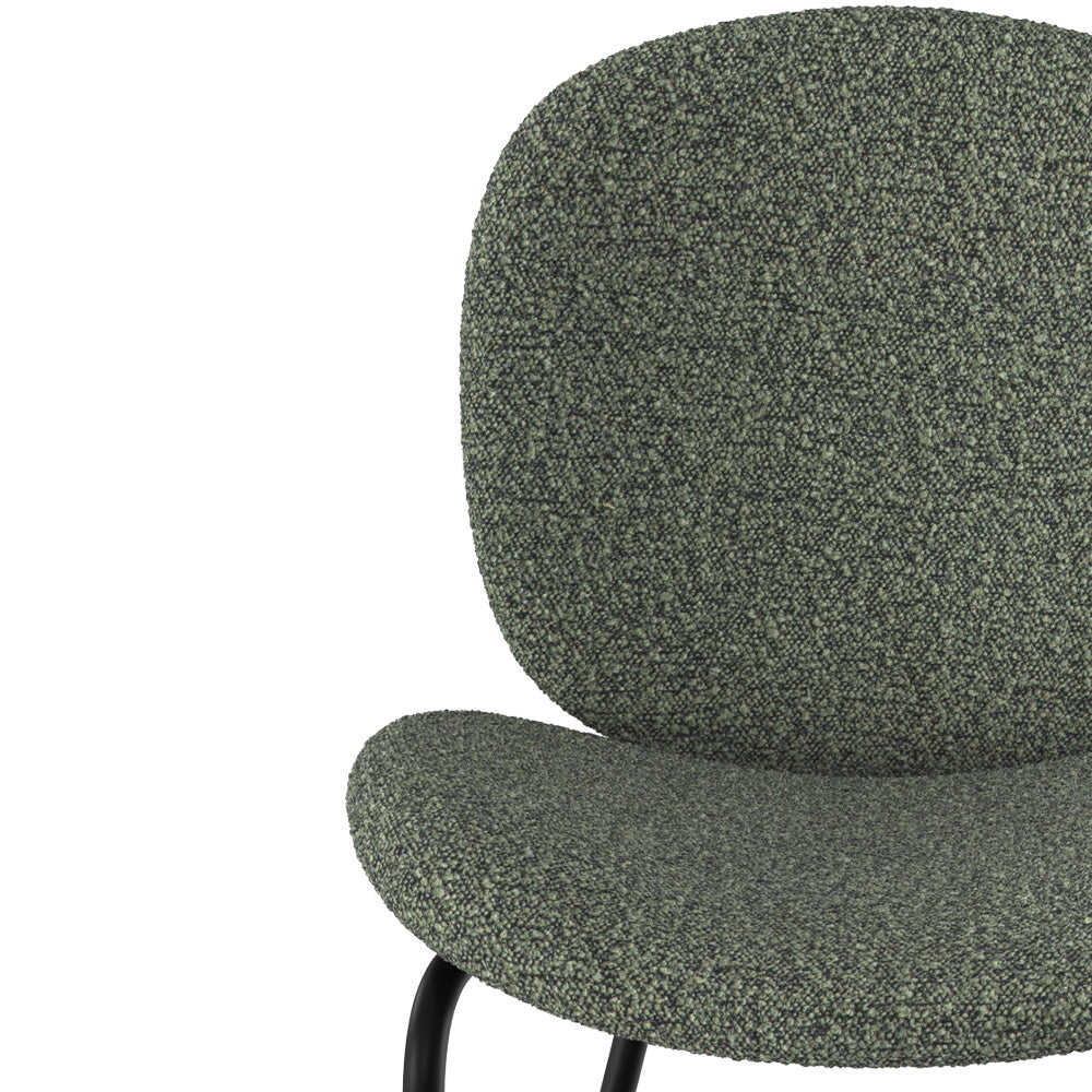 lot de 2 chaises iris en tissu boucle vert kaki metal noir