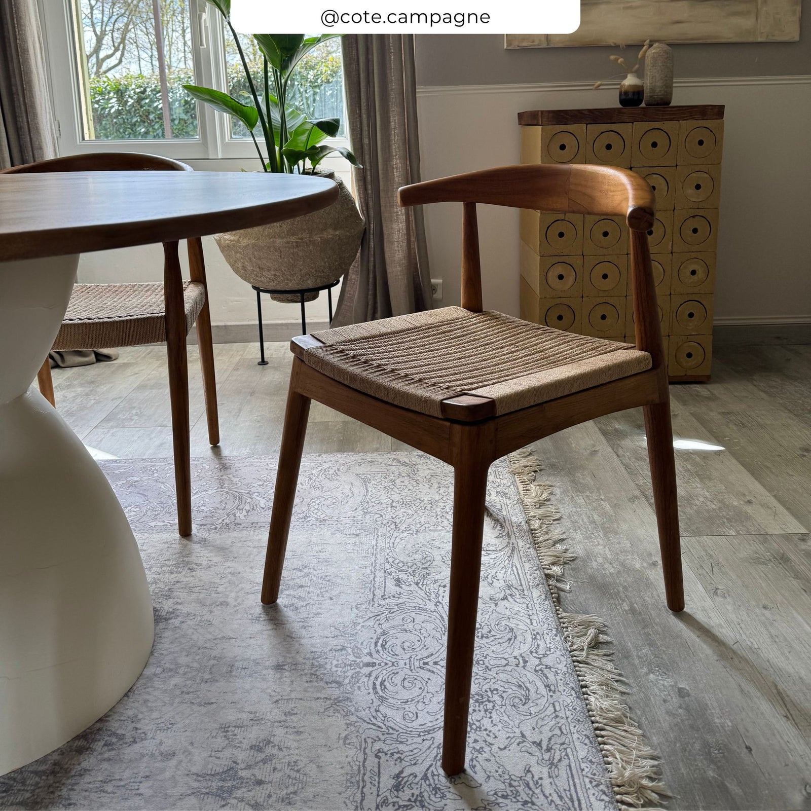 lot de 2 chaises java en bois et cordage en teck