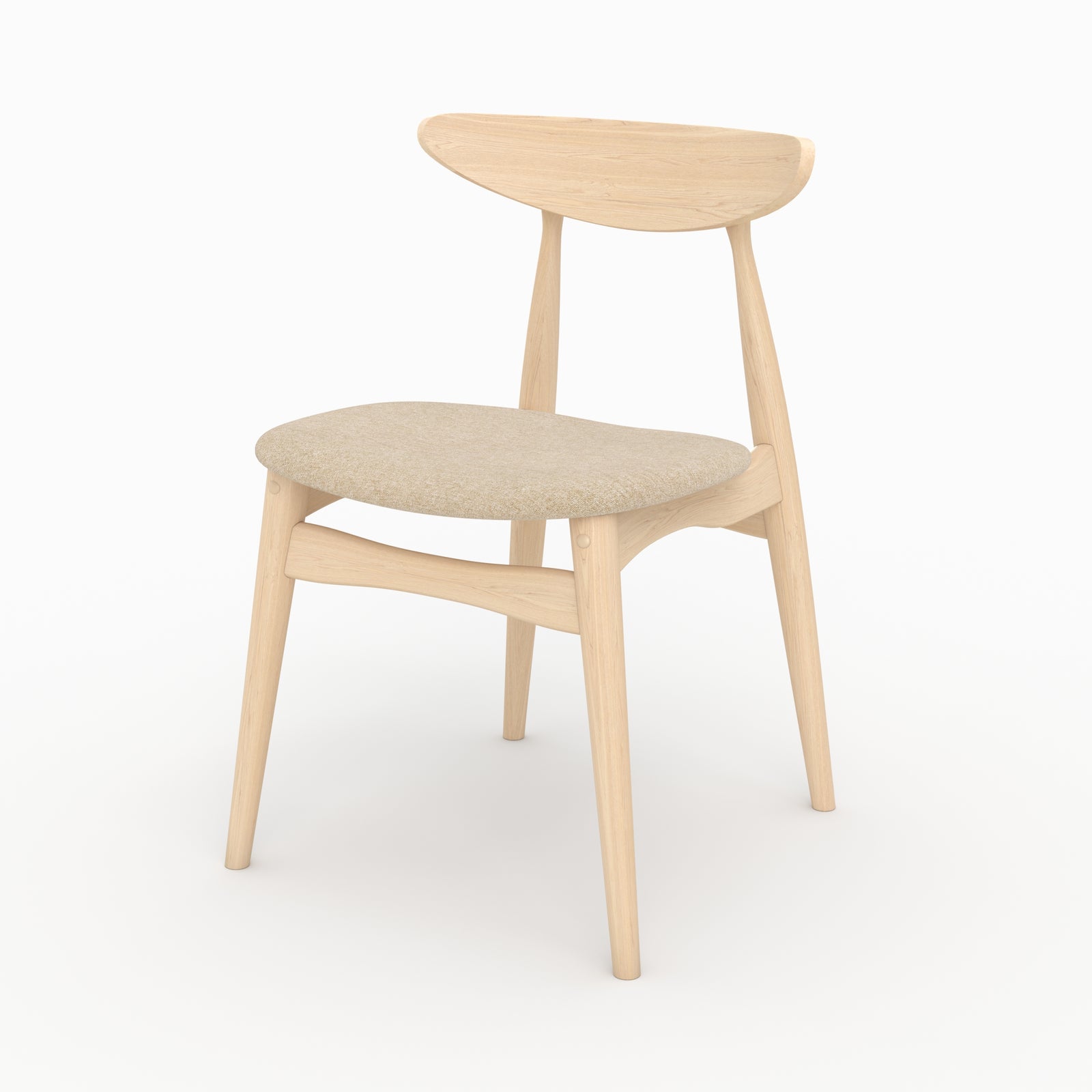 lot de 2 chaises josette en tissu beige et bois d hevea clair