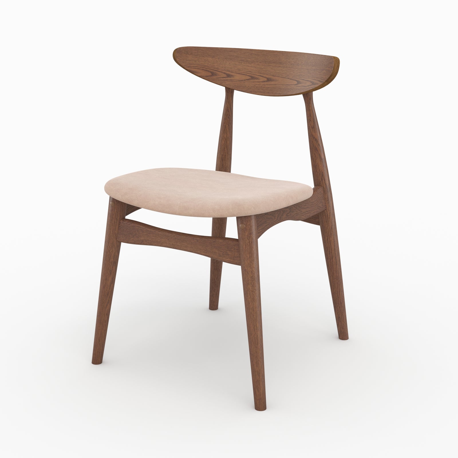 lot de 2 chaises josette en tissu beige et bois d hevea fonce