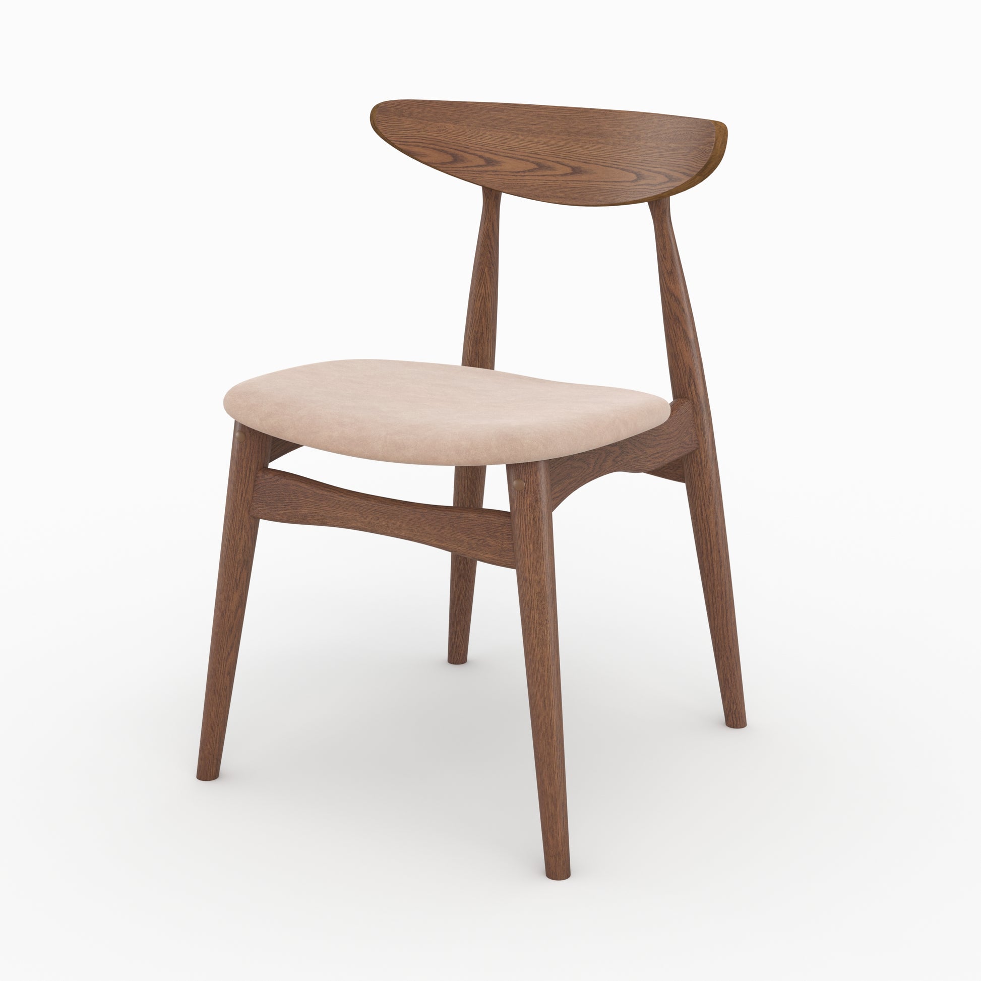 lot de 2 chaises josette en tissu beige et bois d hevea fonce