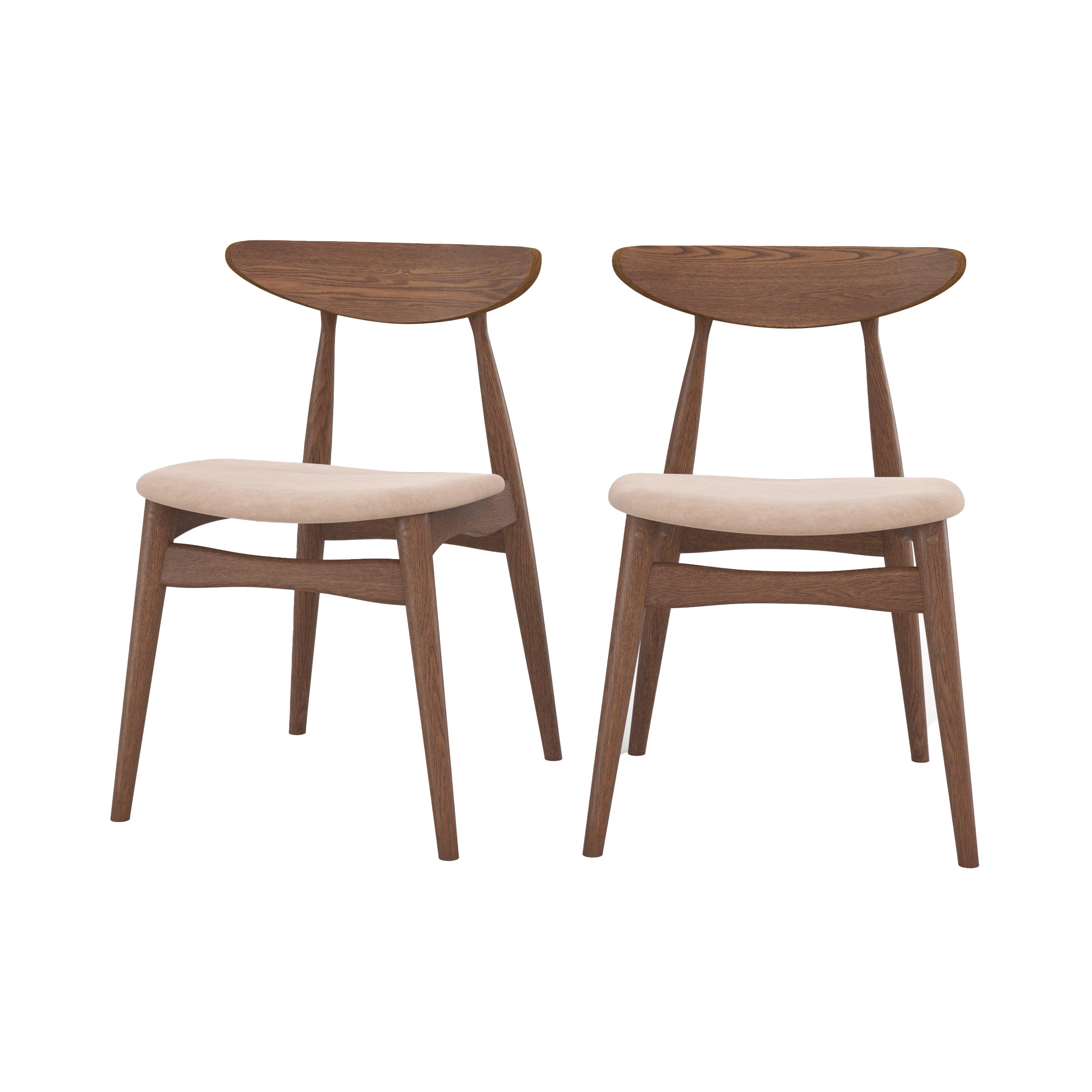 lot de 2 chaises josette en tissu beige et bois d hevea fond blanc
