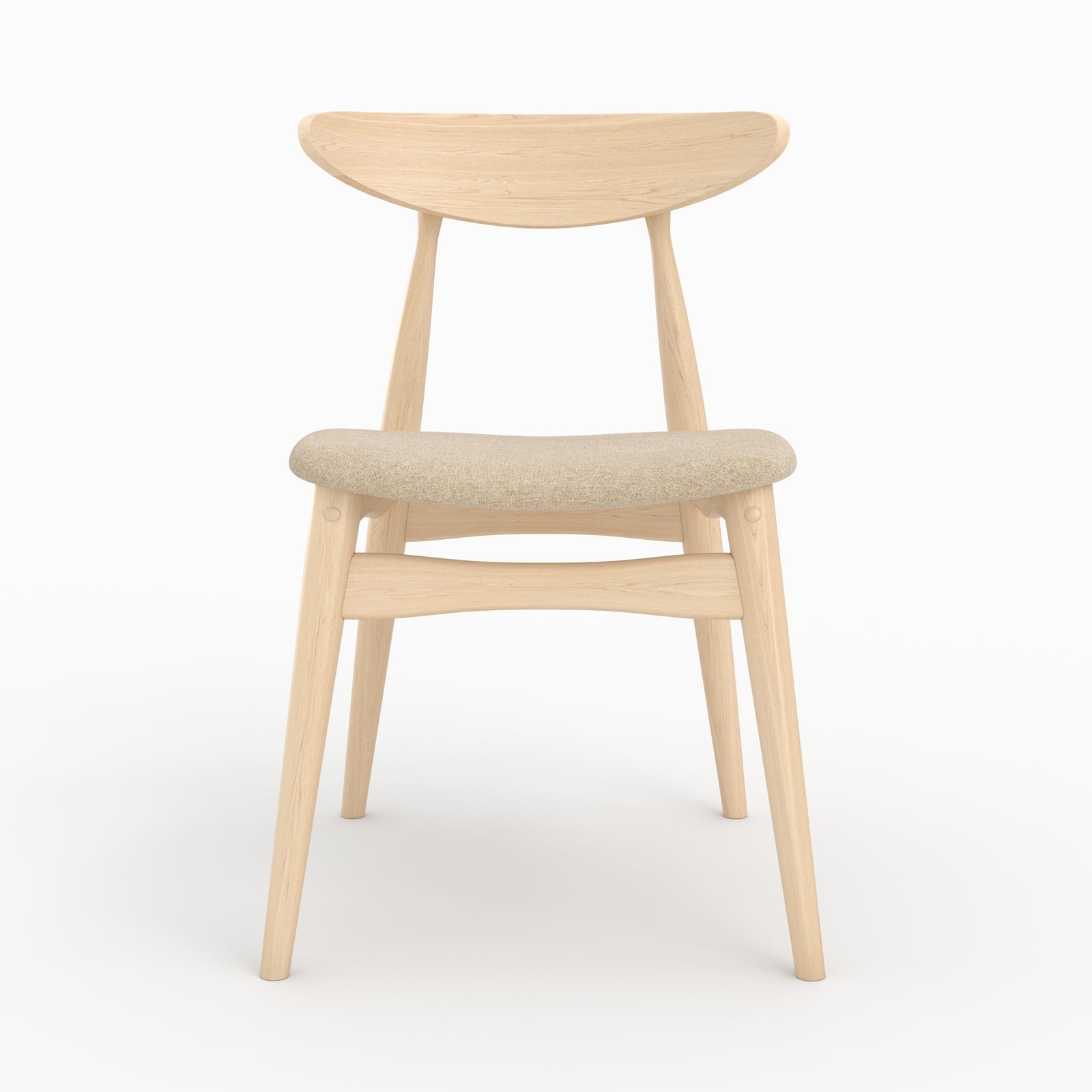 lot de 2 chaises josette tissu beige et bois d hevea clair