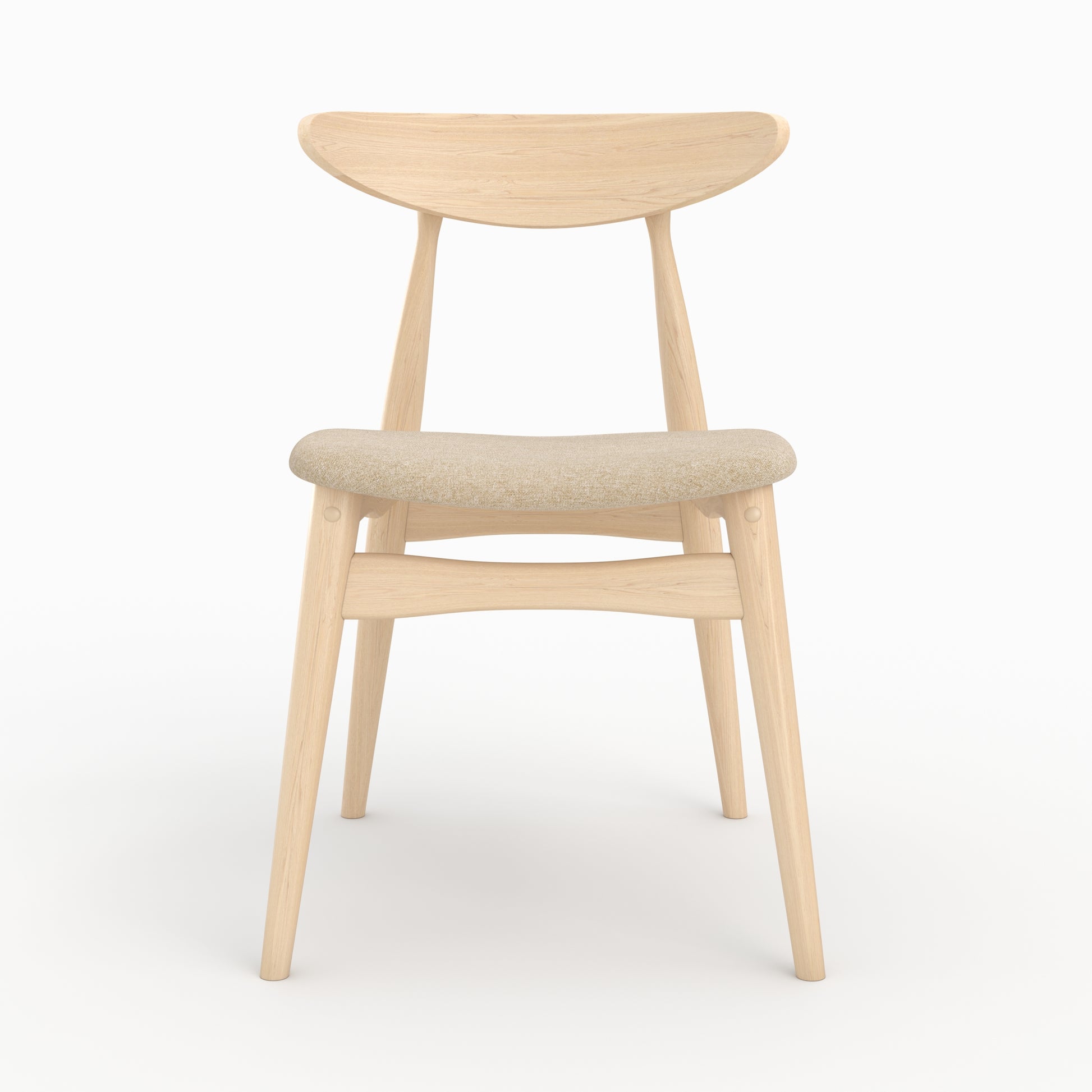 lot de 2 chaises josette tissu beige et bois d hevea clair