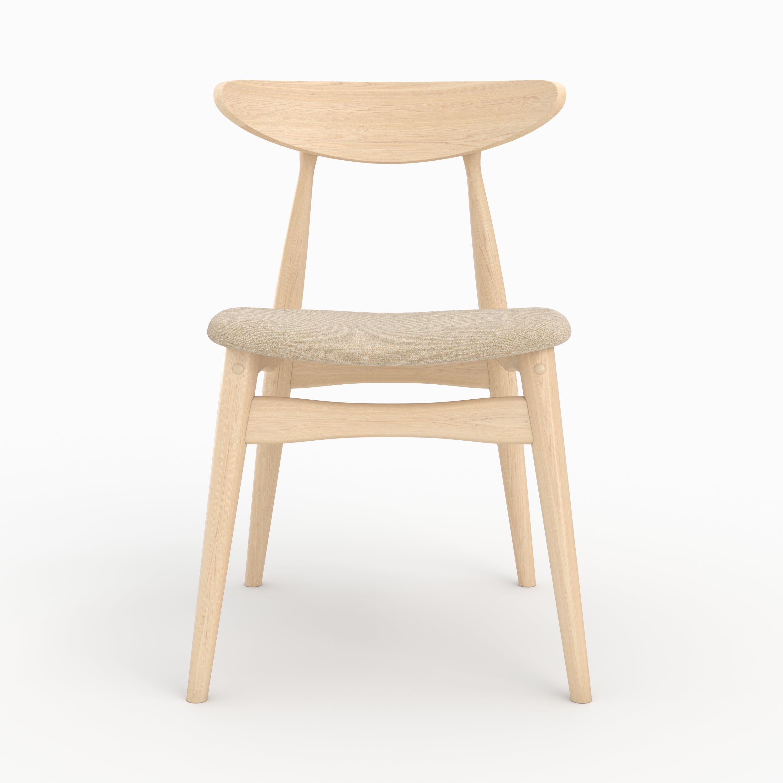 lot de 2 chaises josette tissu beige et bois d hevea clair