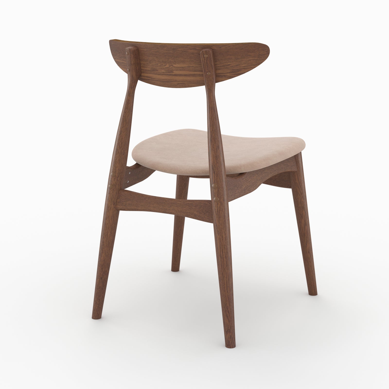 lot de 2 chaises josette tissu beige et bois d hevea fonce