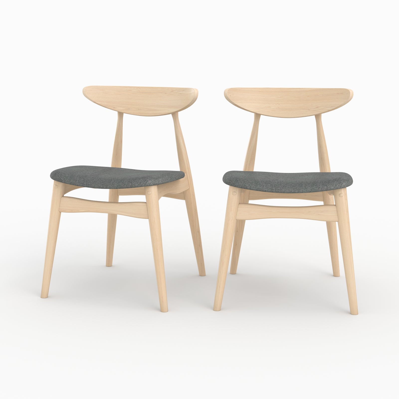 lot de 2 chaises josette tissu gris bois clair