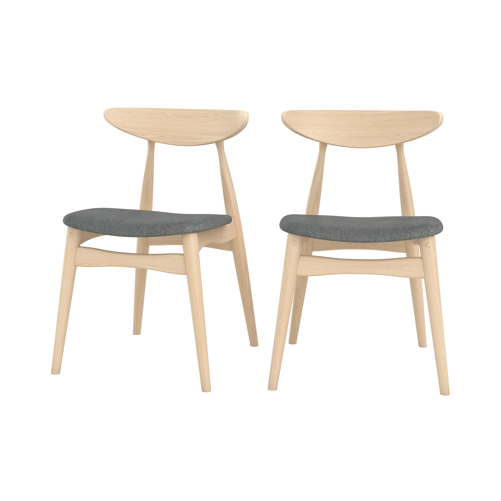 lot de 2 chaises josette tissu gris bois hevea clair fond blanc